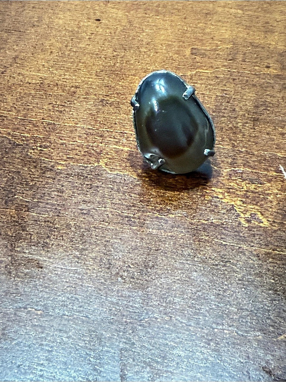 Black Stone Silver-Tone Ring